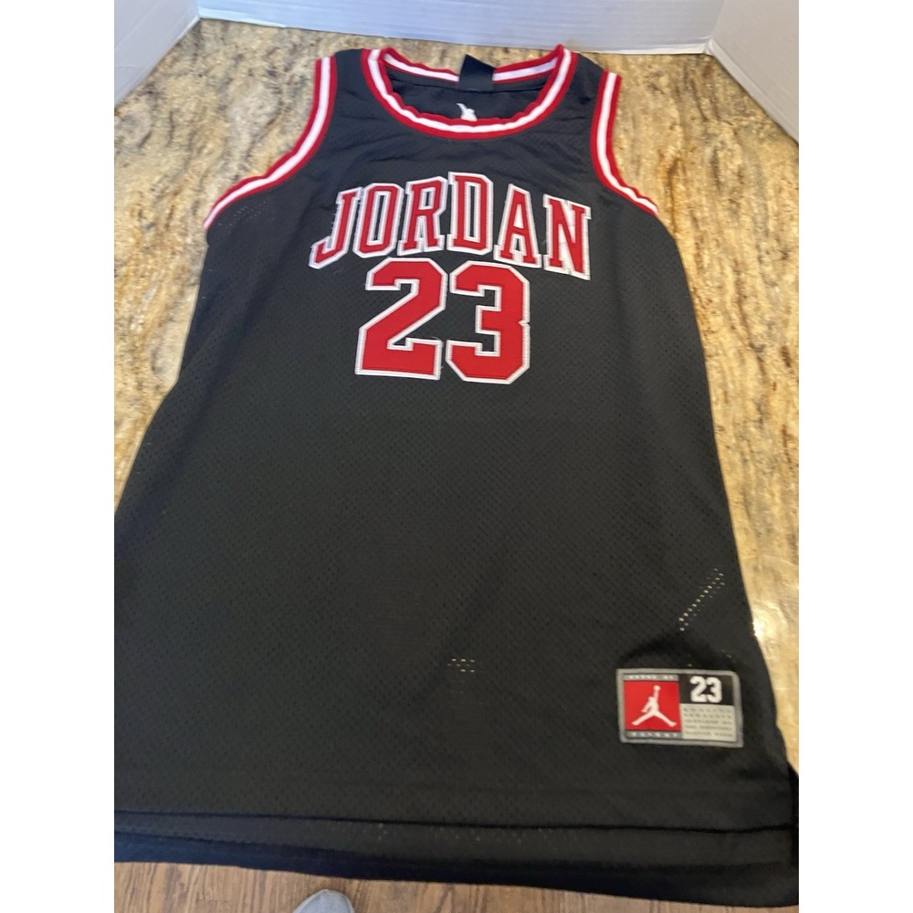 Youth Nike Michael Jordan 23 Basketball Jersey Black Sz Large Chicago Bulls Mesh